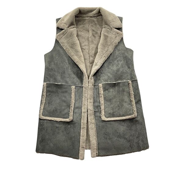 Lauren Ralph Lauren Vest Medium 100% Polyester Front Pockets Faux Fur Lined - Picture 1 of 6